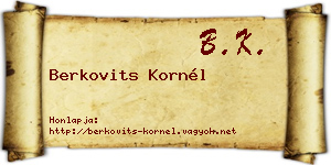 Berkovits Kornél névjegykártya