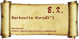 Berkovits Kornél névjegykártya