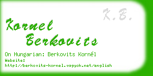 kornel berkovits business card